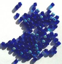 100 4mm Transparent Cobalt AB Cube Beads